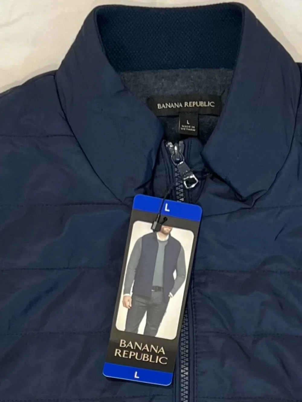 Banana Republic Men's Navy Full Zip Quilted Vest - Size Large